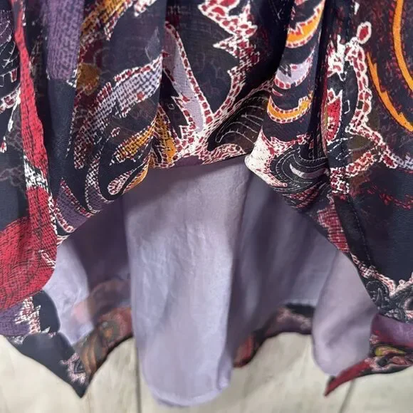 Free People Boho Paisley Print Mini Dress Lace Up Sleeveless Festival Indie - Picture 11 of 16